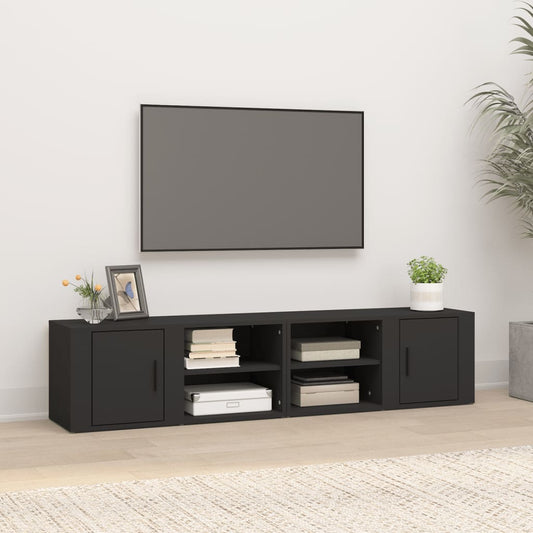 Seinäkaapit 2 kpl musta 80x31,5x36 cm tekninen puu - Sisustajankoti.fi