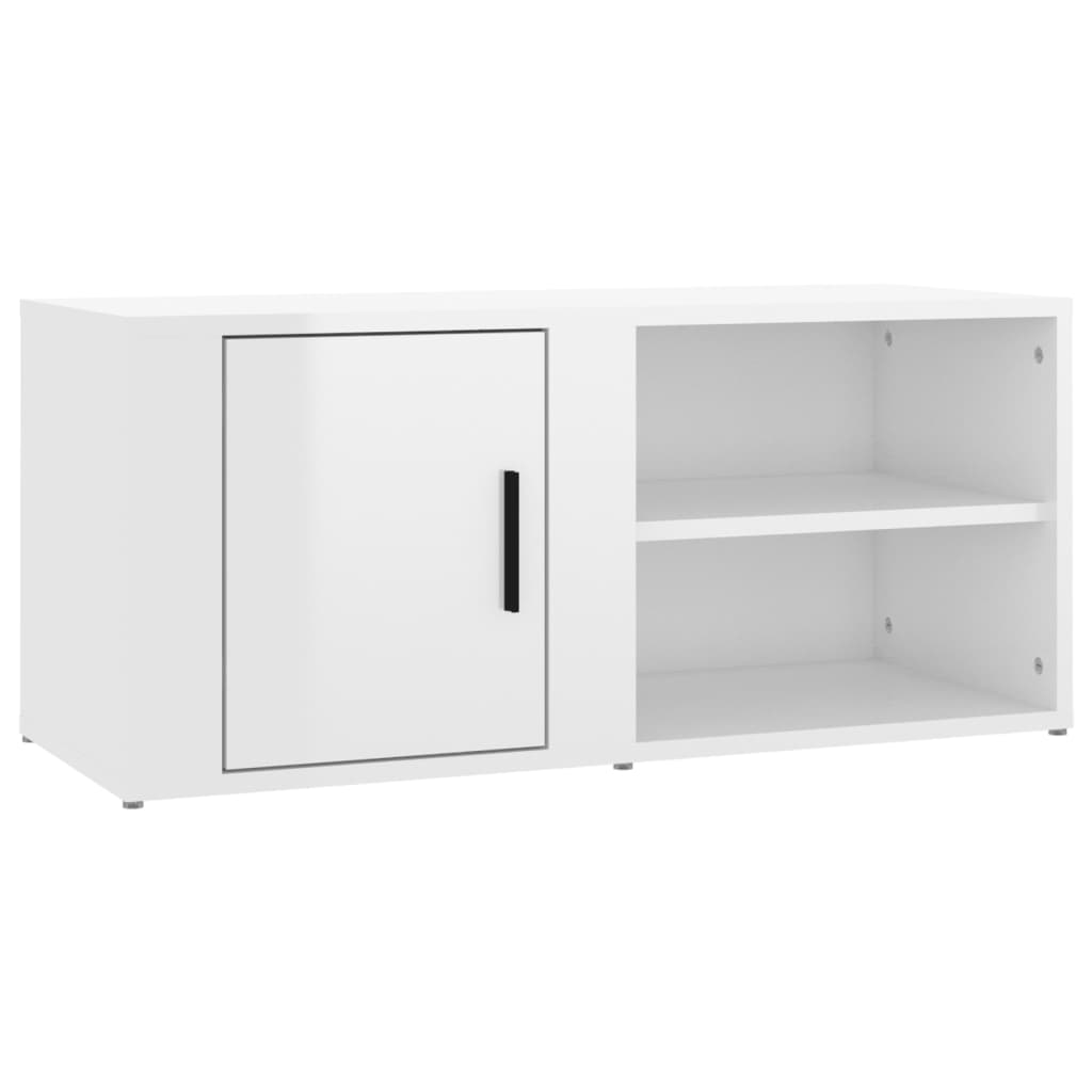 TV-taso korkeakiilto valkoinen 80x31,5x36 cm tekninen puu - Sisustajankoti.fi