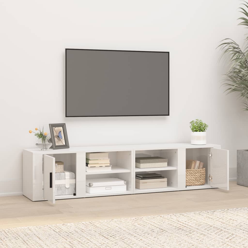 TV-tasot 2 kpl korkeakiilto valk. 80x31,5x36 cm tekninen puu - Sisustajankoti.fi