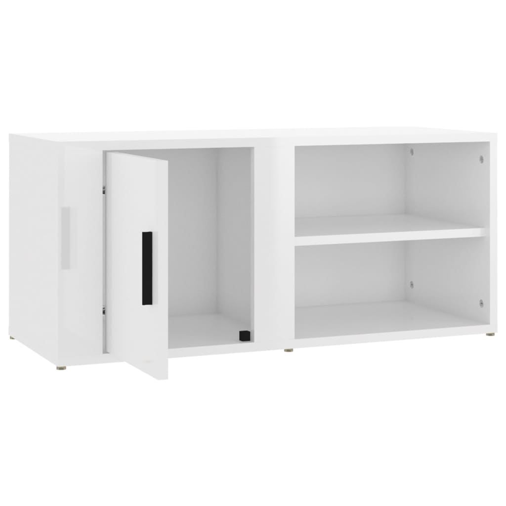 TV-tasot 2 kpl korkeakiilto valk. 80x31,5x36 cm tekninen puu - Sisustajankoti.fi