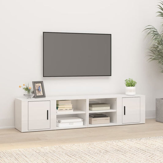 TV-tasot 2 kpl korkeakiilto valk. 80x31,5x36 cm tekninen puu - Sisustajankoti.fi