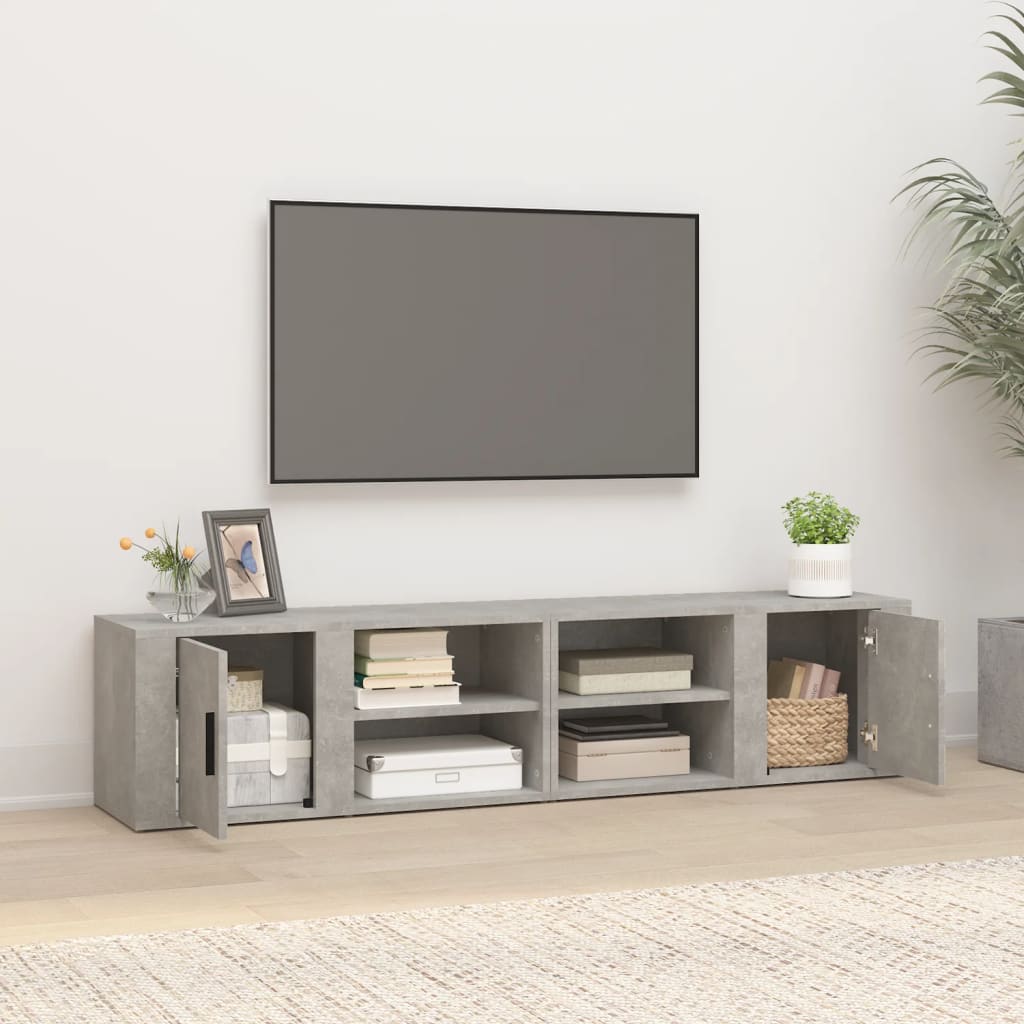 Seinäkaapit 2 kpl betoninharmaa 80x31,5x36 cm tekninen puu - Sisustajankoti.fi