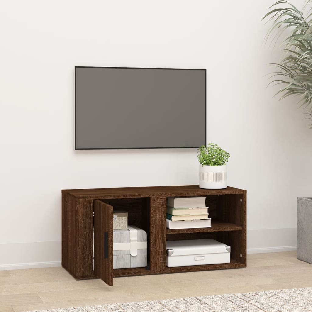 TV-taso ruskea tammi 80x31,5x36 cm tekninen puu - Sisustajankoti.fi