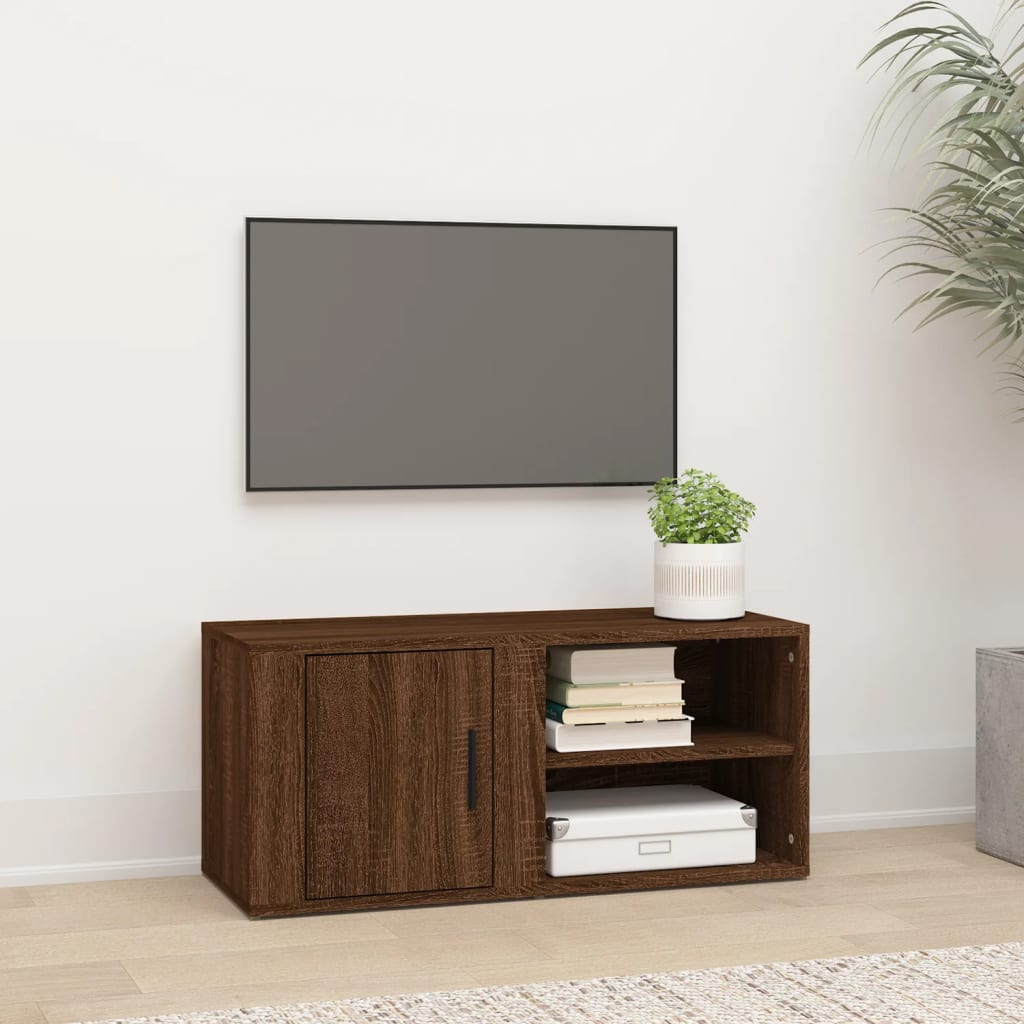 TV-taso ruskea tammi 80x31,5x36 cm tekninen puu - Sisustajankoti.fi