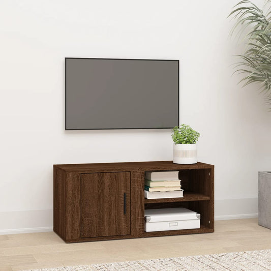 TV-taso ruskea tammi 80x31,5x36 cm tekninen puu - Sisustajankoti.fi