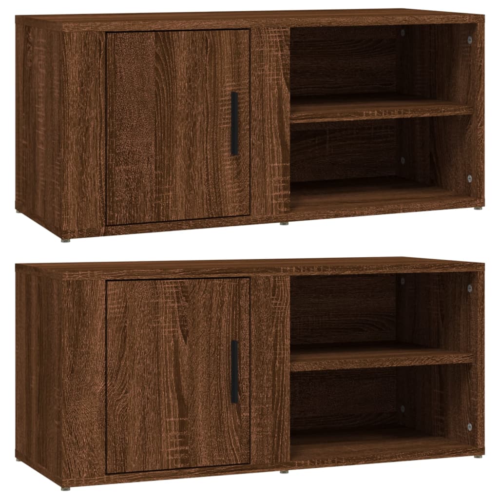 TV-kaapit 2 kpl ruskea tammi 80x31,5x36 cm tekninen puu - Sisustajankoti.fi