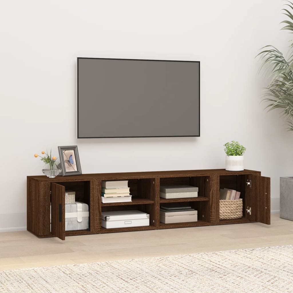 TV-kaapit 2 kpl ruskea tammi 80x31,5x36 cm tekninen puu - Sisustajankoti.fi