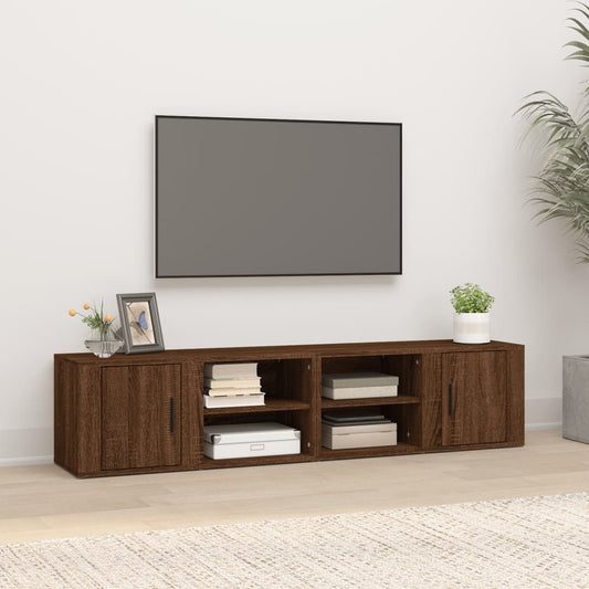TV-kaapit 2 kpl ruskea tammi 80x31,5x36 cm tekninen puu - Sisustajankoti.fi