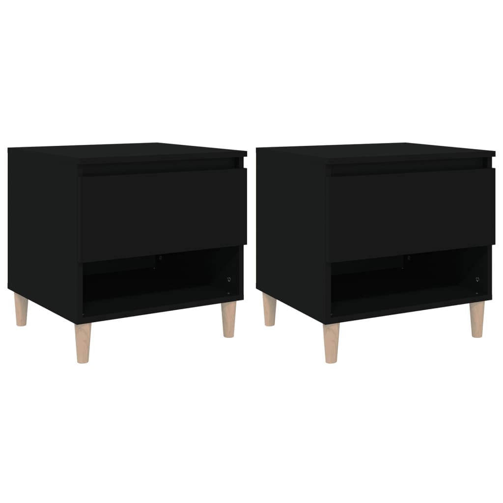 Yöpöydät 2 kpl musta 50x46x50 cm tekninen puu - Sisustajankoti.fi