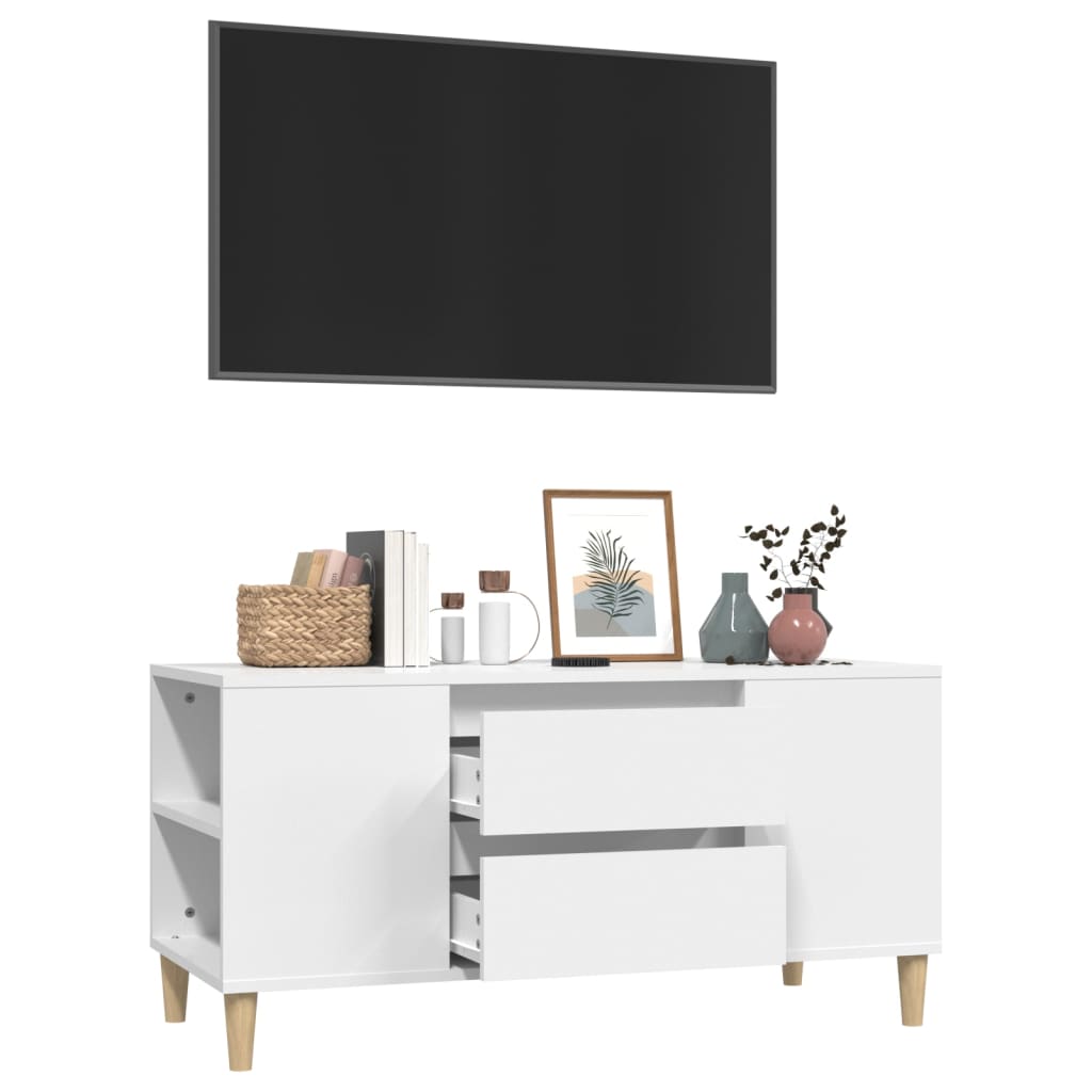 TV-taso valkoinen 102x44,5x50 cm tekninen puu - Sisustajankoti.fi