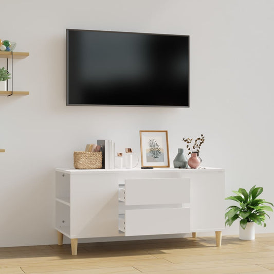 TV-taso valkoinen 102x44,5x50 cm tekninen puu - Sisustajankoti.fi