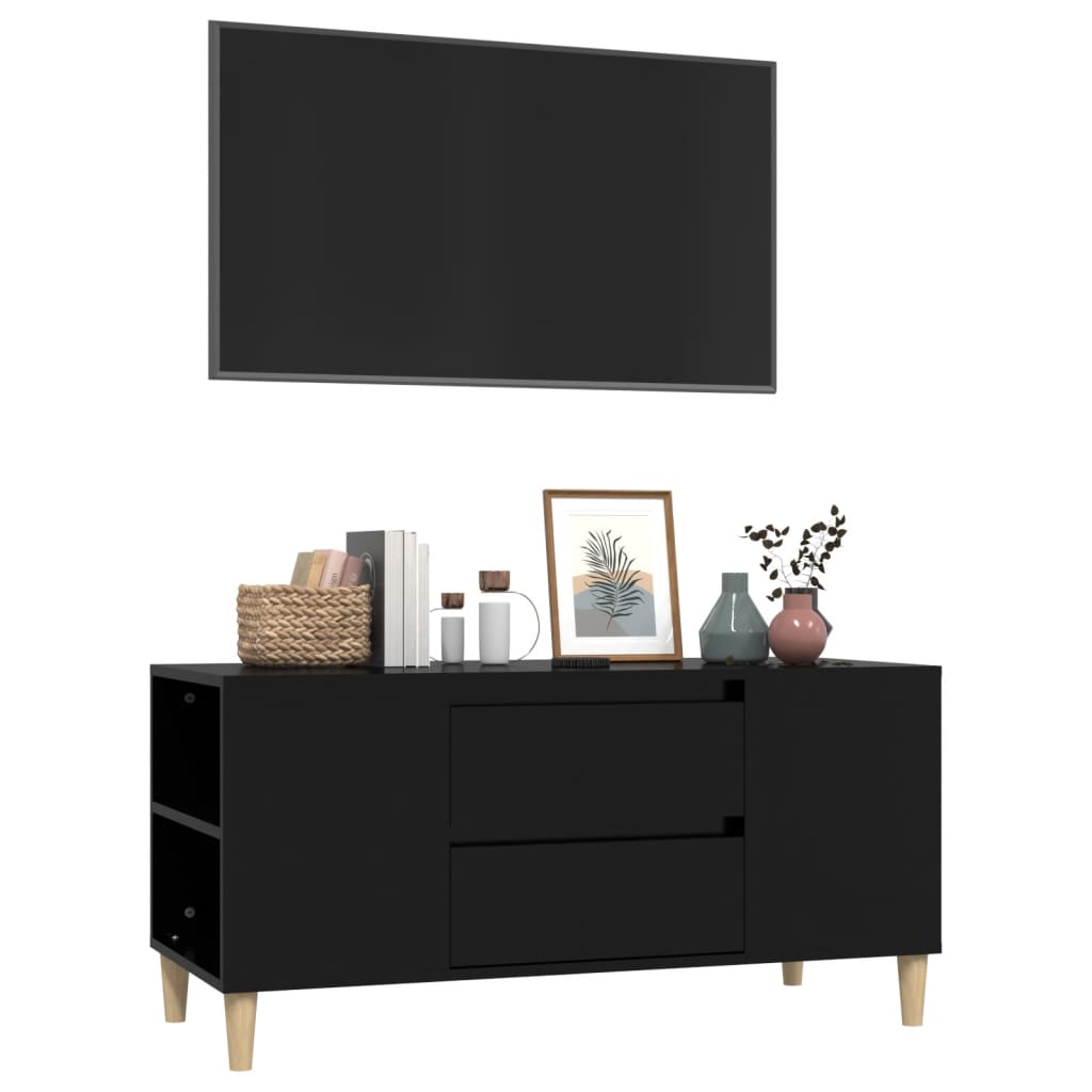 TV-taso musta 102x44,5x50 cm tekninen puu - Sisustajankoti.fi