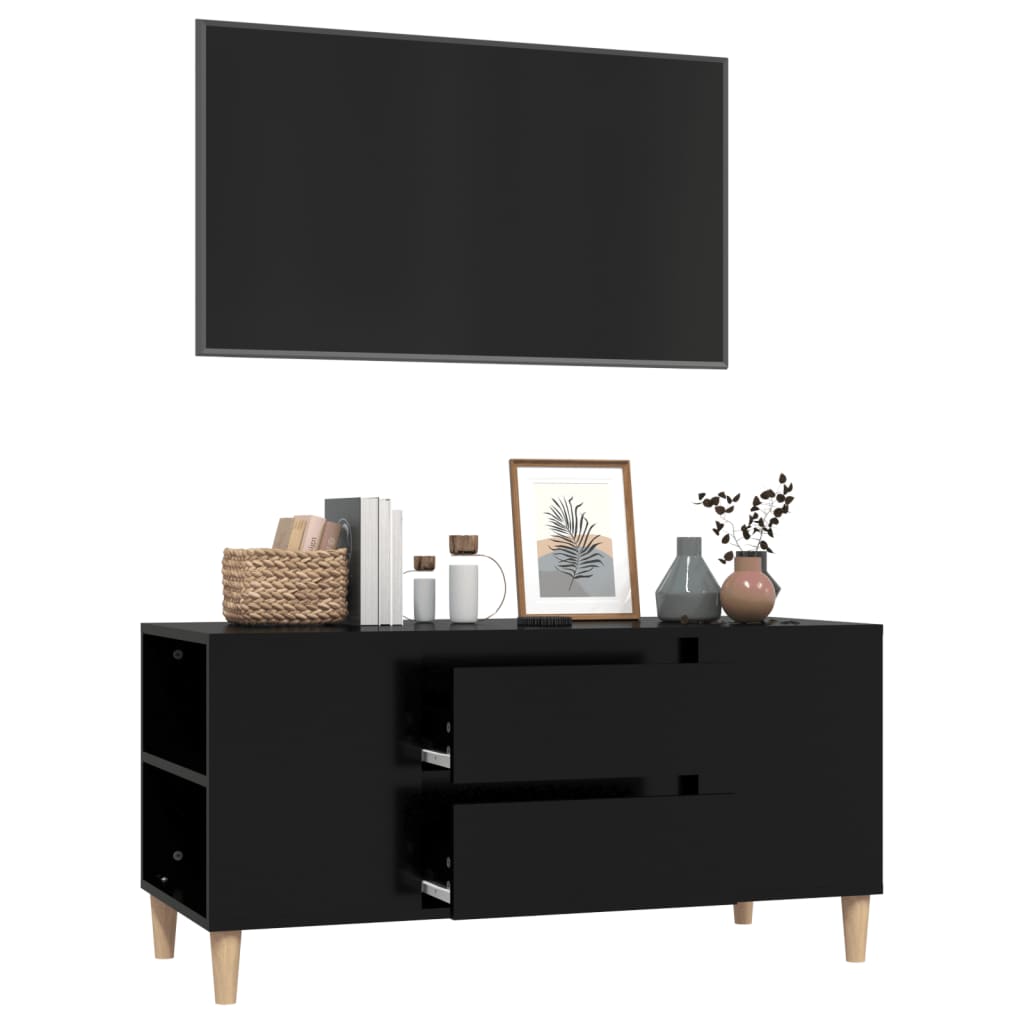 TV-taso musta 102x44,5x50 cm tekninen puu - Sisustajankoti.fi