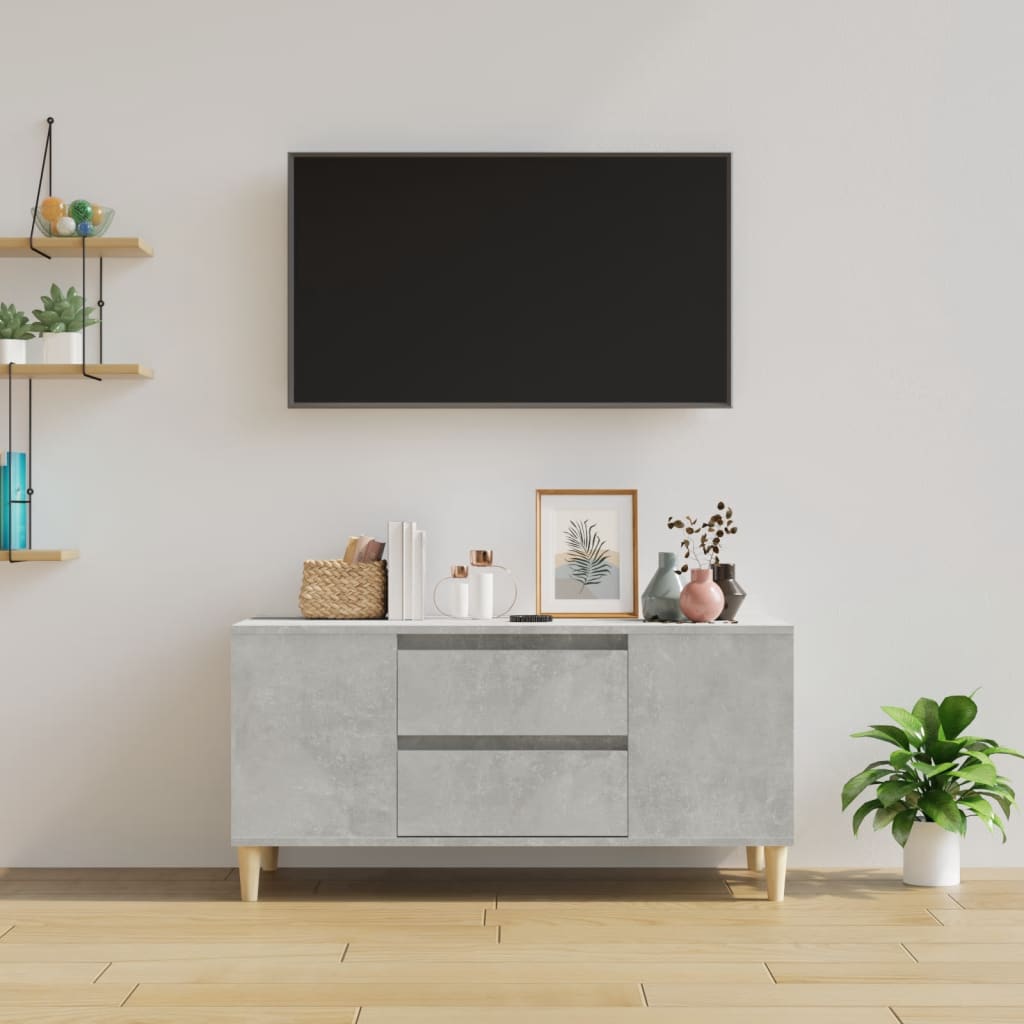 TV-taso betoninharmaa 102x44,5x50 cm tekninen puu - Sisustajankoti.fi