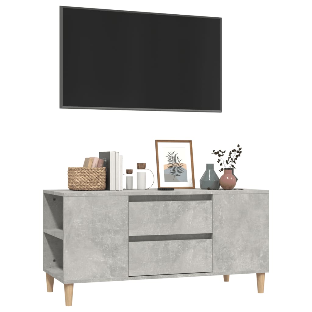 TV-taso betoninharmaa 102x44,5x50 cm tekninen puu - Sisustajankoti.fi
