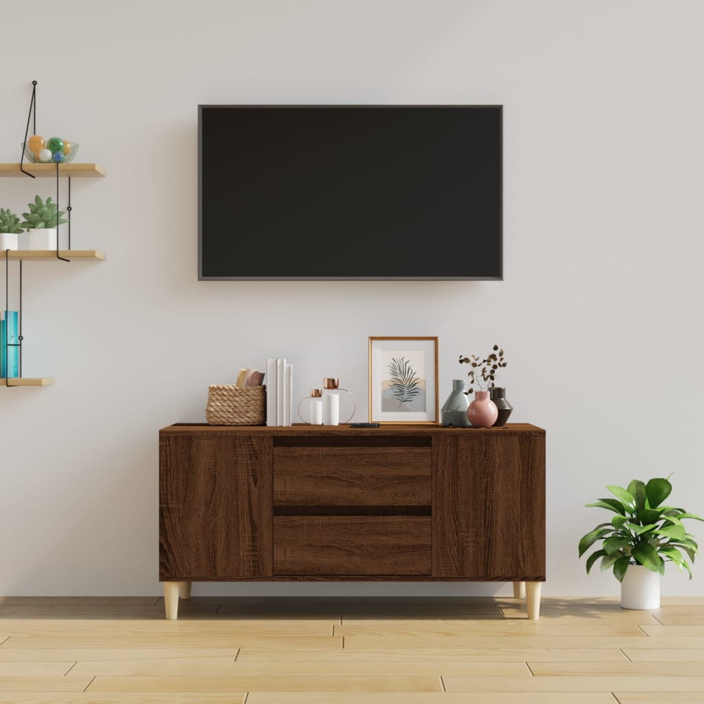 TV-taso ruskea tammi 102x44,5x50 cm tekninen puu - Sisustajankoti.fi