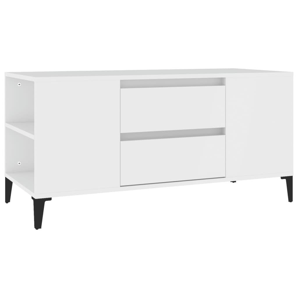 TV-taso valkoinen 102x44,5x50 cm tekninen puu - Sisustajankoti.fi