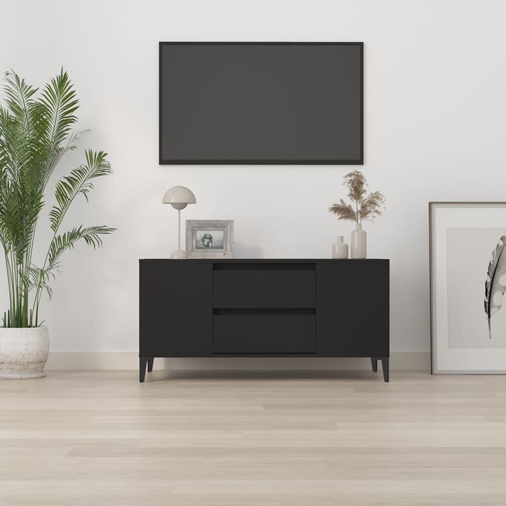 TV-taso musta 102x44,5x50 cm tekninen puu - Sisustajankoti.fi