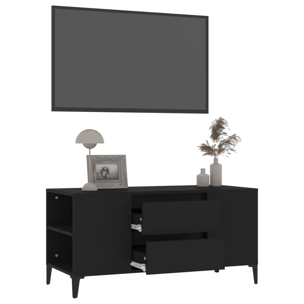 TV-taso musta 102x44,5x50 cm tekninen puu - Sisustajankoti.fi