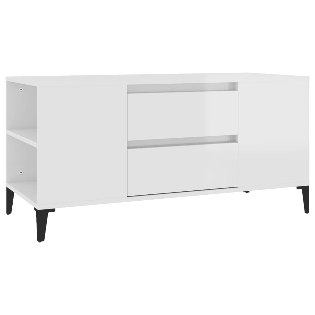 TV-taso korkeakiilto valkoinen 102x44,5x50 cm tekninen puu - Sisustajankoti.fi