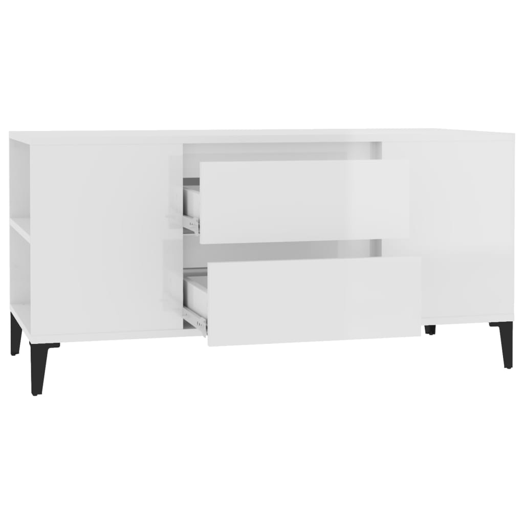 TV-taso korkeakiilto valkoinen 102x44,5x50 cm tekninen puu - Sisustajankoti.fi