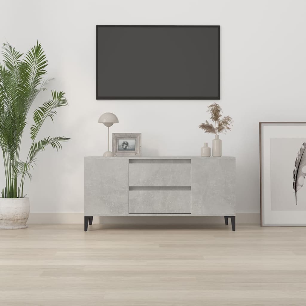 TV-taso betoninharmaa 102x44,5x50 cm tekninen puu - Sisustajankoti.fi