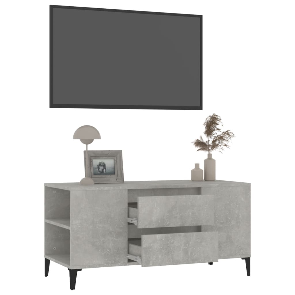 TV-taso betoninharmaa 102x44,5x50 cm tekninen puu - Sisustajankoti.fi