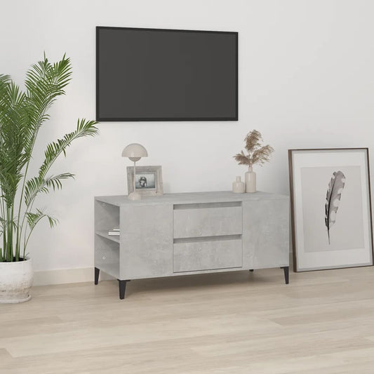 TV-taso betoninharmaa 102x44,5x50 cm tekninen puu - Sisustajankoti.fi