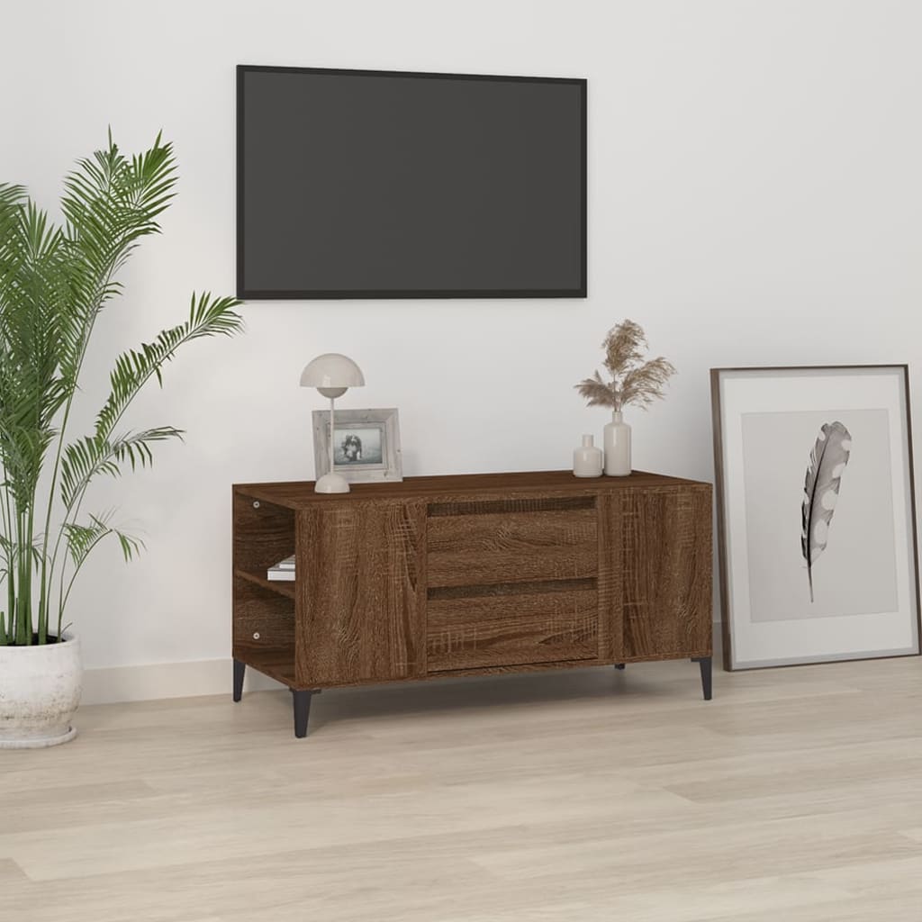 TV-taso ruskea tammi 102x44,5x50 cm tekninen puu - Sisustajankoti.fi