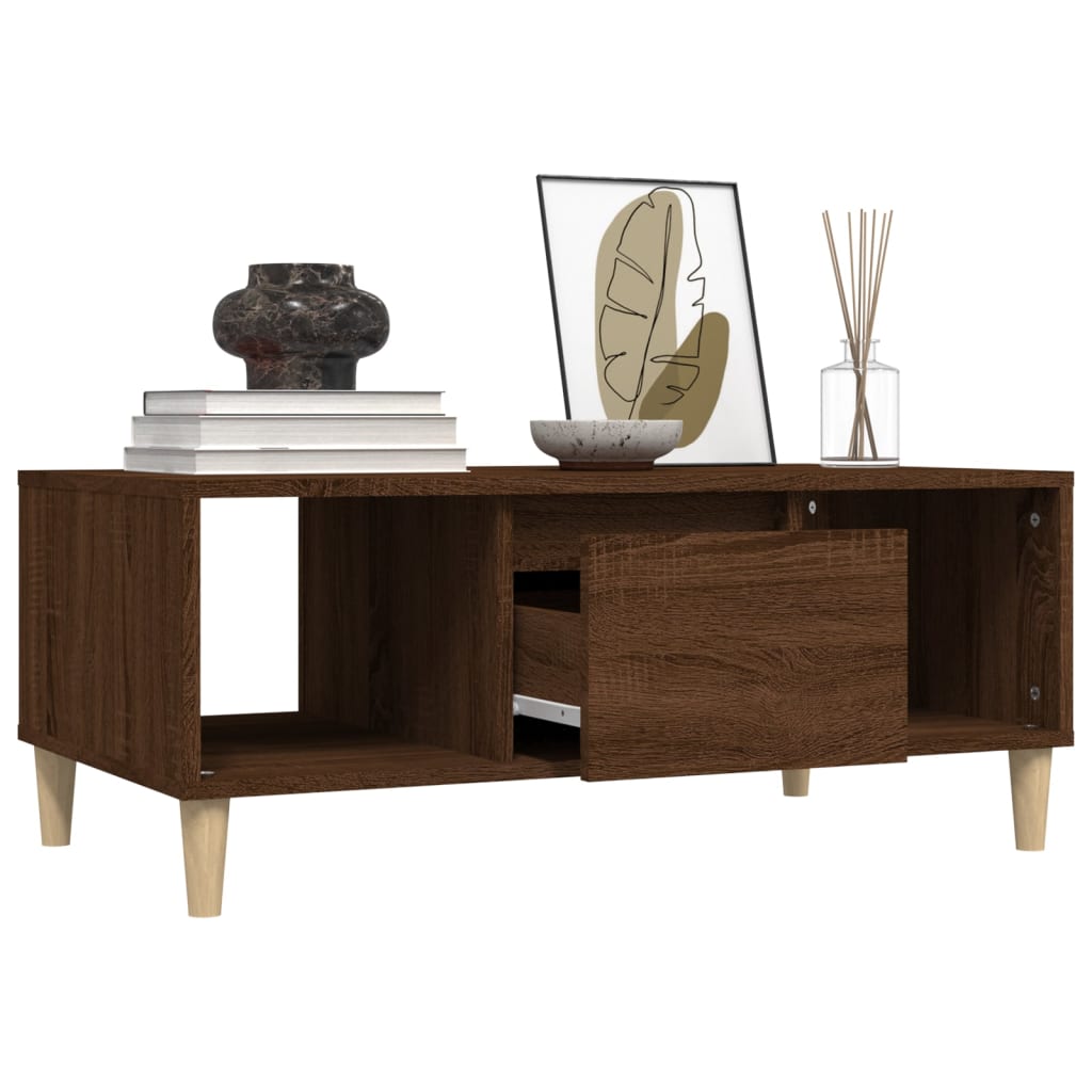 Sohvapöytä ruskea tammi 90x50x36,5 cm tekninen puu - Sisustajankoti.fi