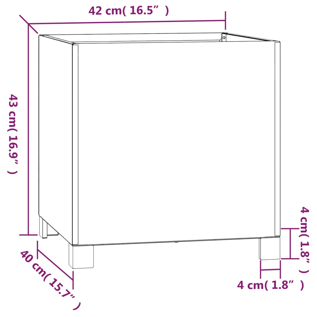 Kukkalaatikot jaloilla 2kpl harmaa 42x40x43cm säänkestävä teräs - Sisustajankoti.fi