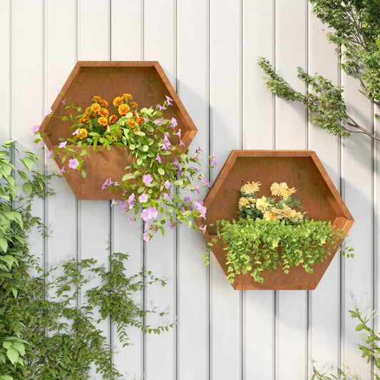 Kukkalaatikot seinälle 2 kpl Corten teräs 46x10x40 cm - Sisustajankoti.fi