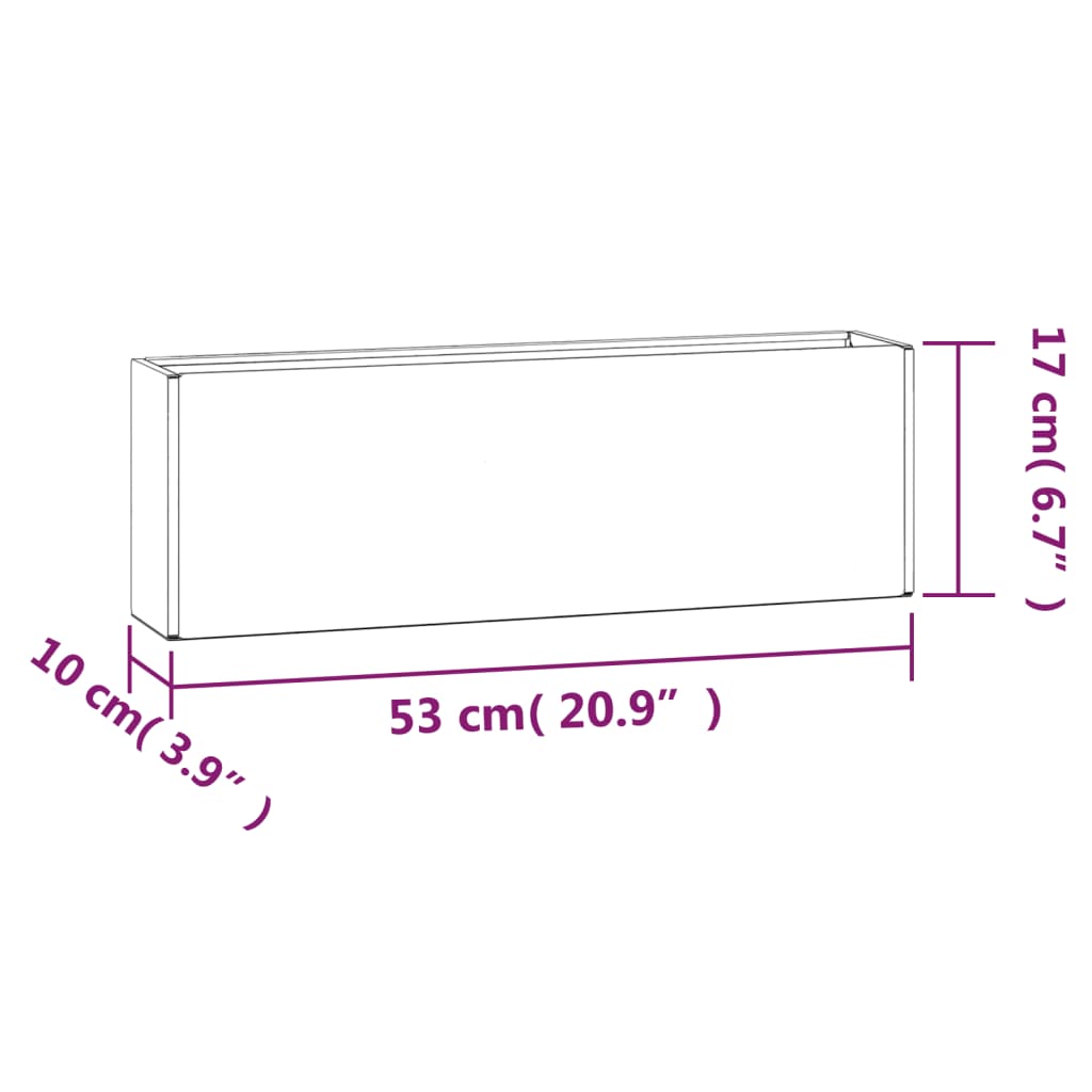 Kukkalaatikot seinälle 2 kpl Corten teräs 53x10x17 cm - Sisustajankoti.fi