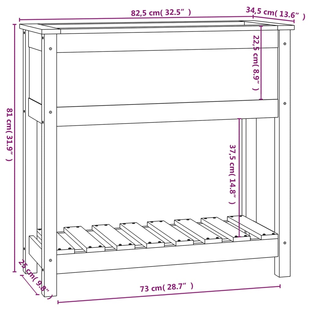 Kukkalaatikko hyllyllä 82,5x34,5x81 cm täysi mänty - Sisustajankoti.fi
