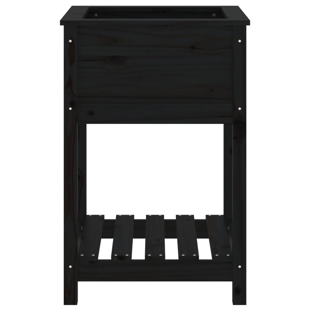 Kukkalaatikko hyllyllä musta 54x54x81 cm täysi mänty - Sisustajankoti.fi