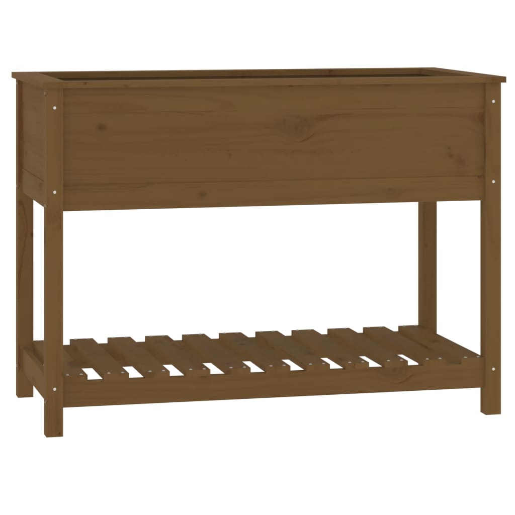 Kukkalaatikko hyllyllä hunajanruskea 111,5x54x81 cm täysi mänty - Sisustajankoti.fi