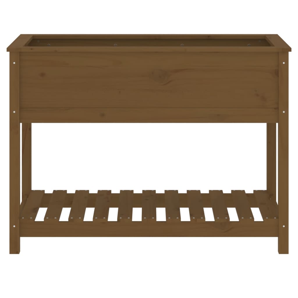 Kukkalaatikko hyllyllä hunajanruskea 111,5x54x81 cm täysi mänty - Sisustajankoti.fi