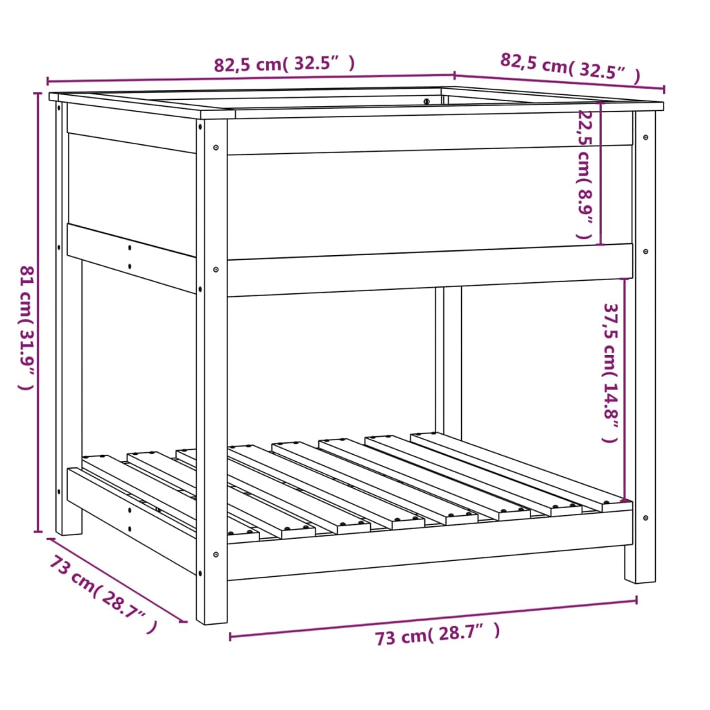 Kukkalaatikko hyllyllä hunajanruskea 82,5x82,5x81cm täysi mänty - Sisustajankoti.fi
