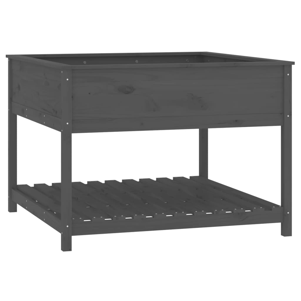 Kukkalaatikko hyllyllä harmaa 111,5x111,5x81 cm täysi mänty - Sisustajankoti.fi