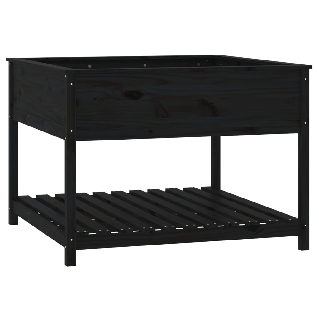 Kukkalaatikko hyllyllä musta 111,5x111,5x81 cm täysi mänty - Sisustajankoti.fi