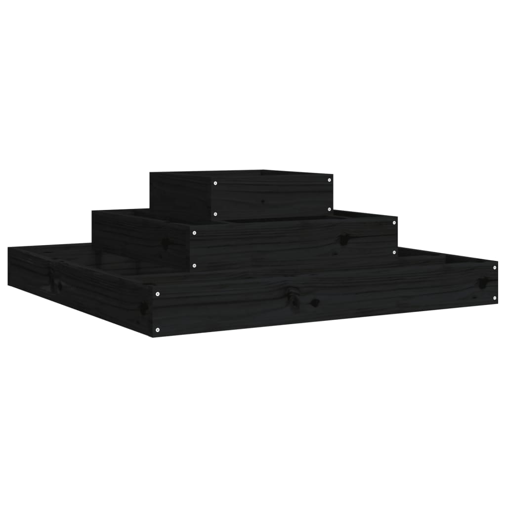 Kukkalaatikko musta 80x80x27 cm täysi mänty - Sisustajankoti.fi