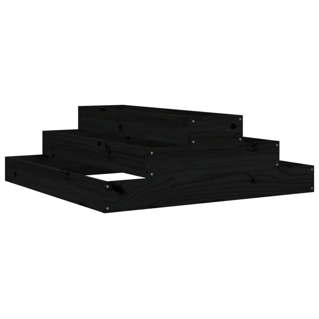 Kukkalaatikko musta 80x80x27 cm täysi mänty - Sisustajankoti.fi