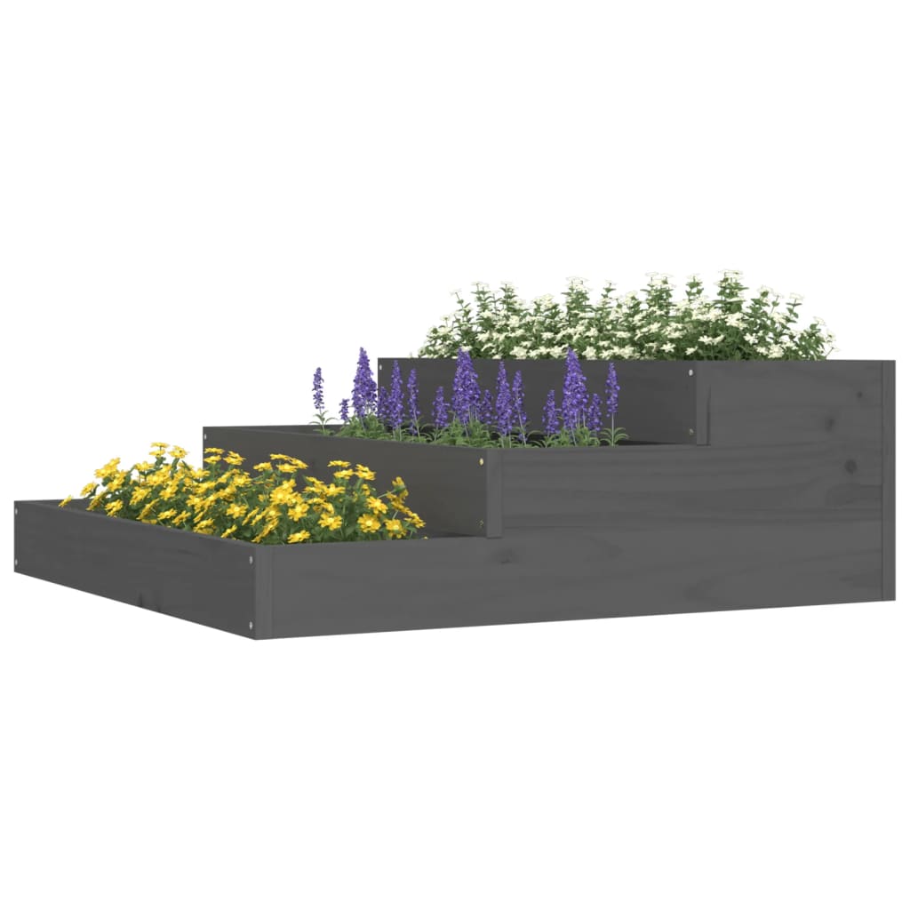 Kukkalaatikko harmaa 78x78x27 cm täysi mänty - Sisustajankoti.fi