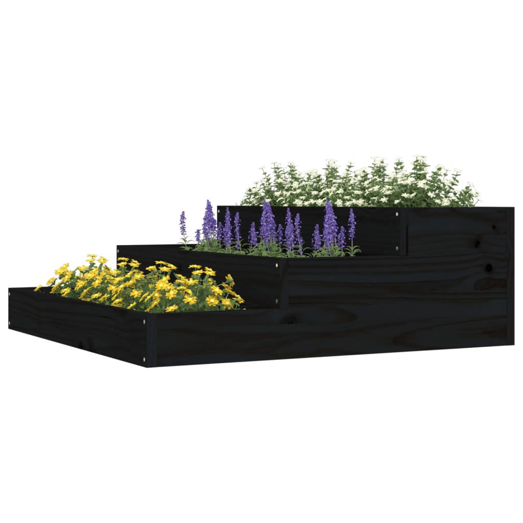 Kukkalaatikko musta 78x78x27 cm täysi mänty - Sisustajankoti.fi