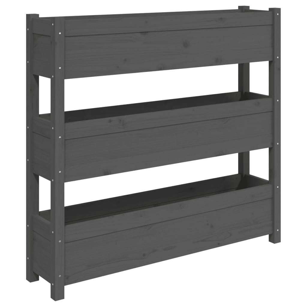 Kukkalaatikko harmaa 112x25x104,5 cm täysi mänty - Sisustajankoti.fi