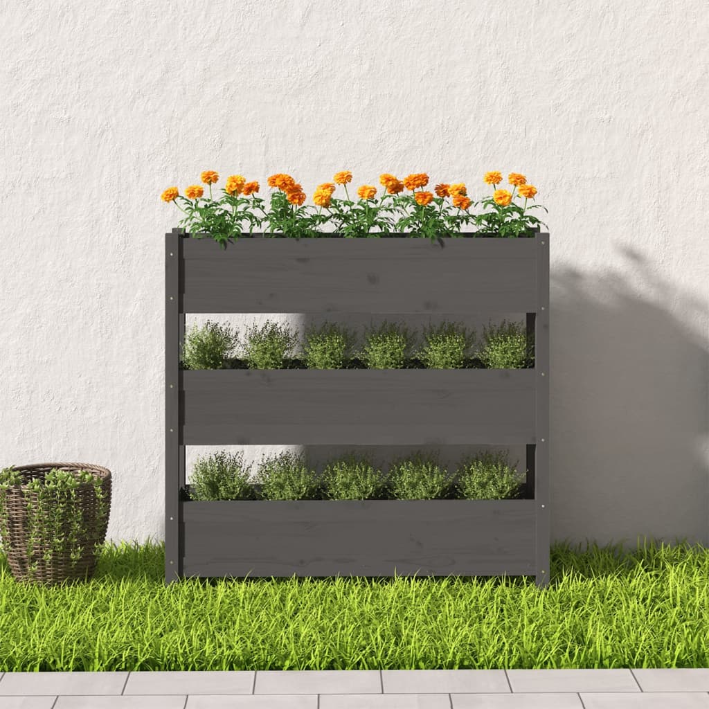 Kukkalaatikko harmaa 112x25x104,5 cm täysi mänty - Sisustajankoti.fi