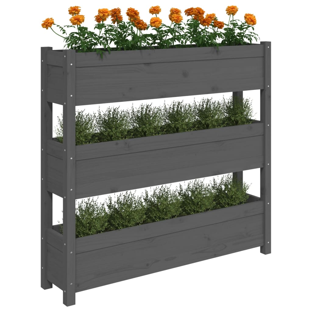 Kukkalaatikko harmaa 112x25x104,5 cm täysi mänty - Sisustajankoti.fi