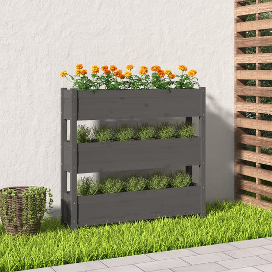 Kukkalaatikko harmaa 112x25x104,5 cm täysi mänty - Sisustajankoti.fi