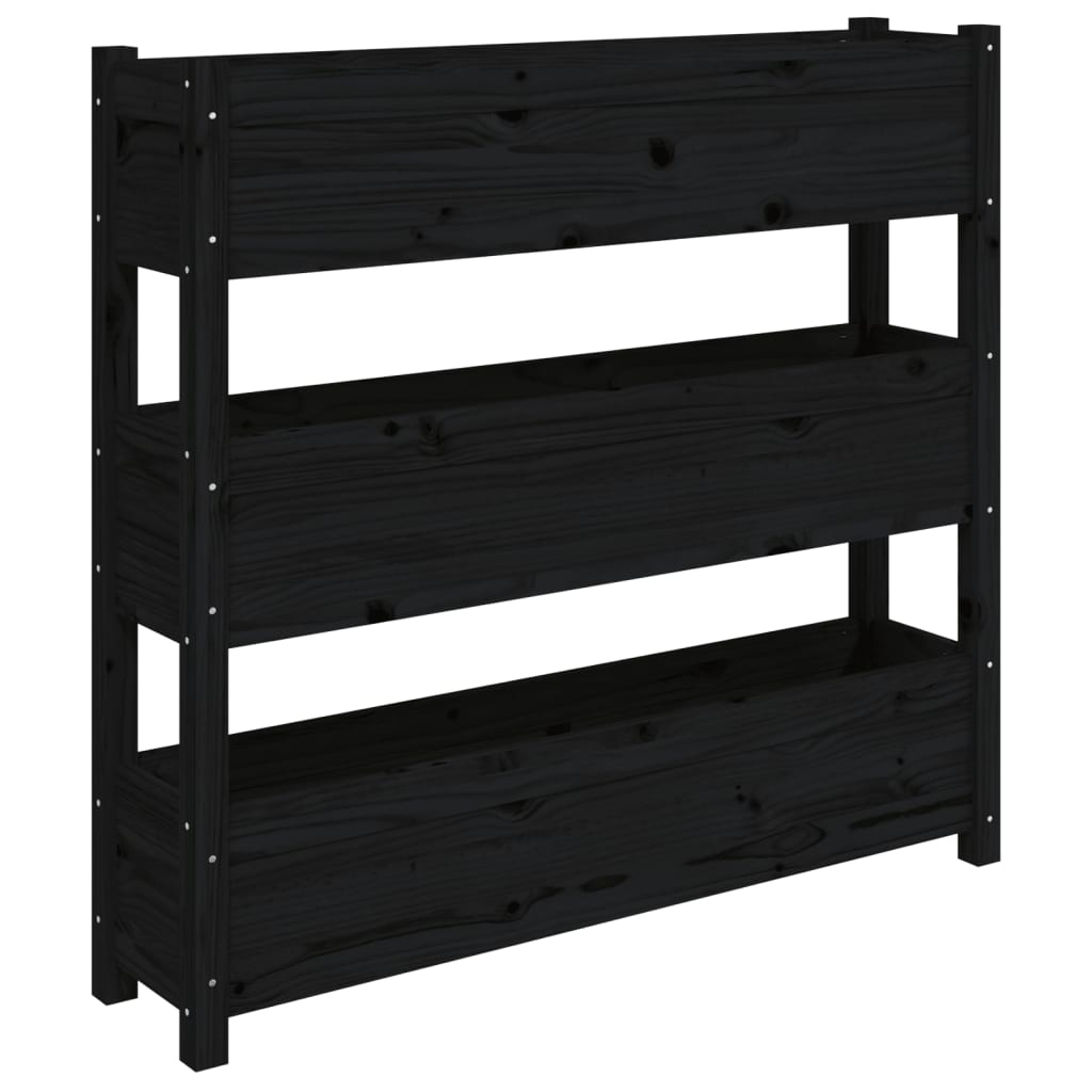 Kukkalaatikko musta 112x25x104,5 cm täysi mänty - Sisustajankoti.fi