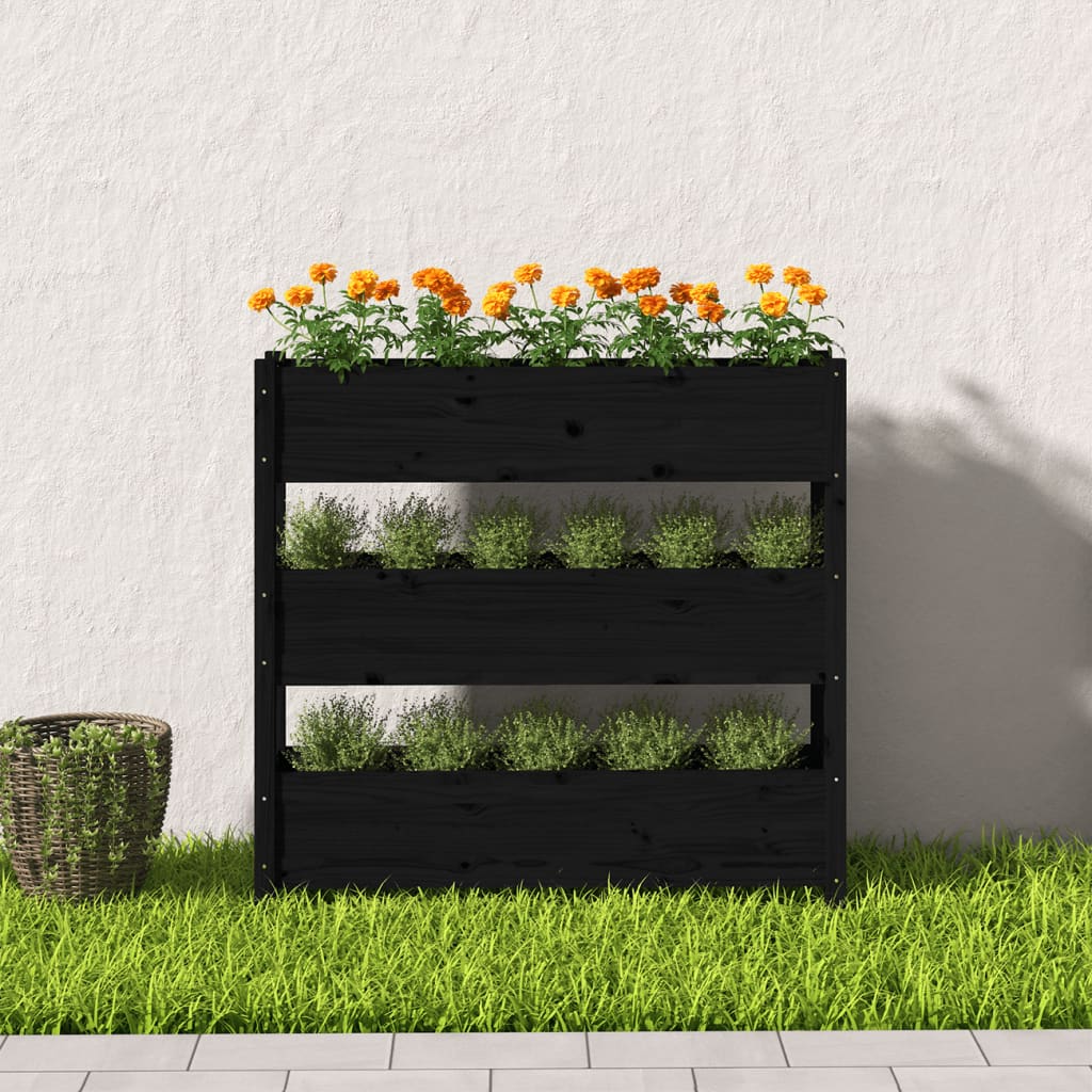 Kukkalaatikko musta 112x25x104,5 cm täysi mänty - Sisustajankoti.fi